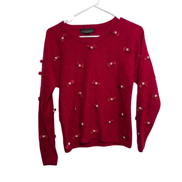 Classiques for Nordstrom Angora Blend Red Bow Sweater Women's Size Medium VTG - Picture 1 of 7
